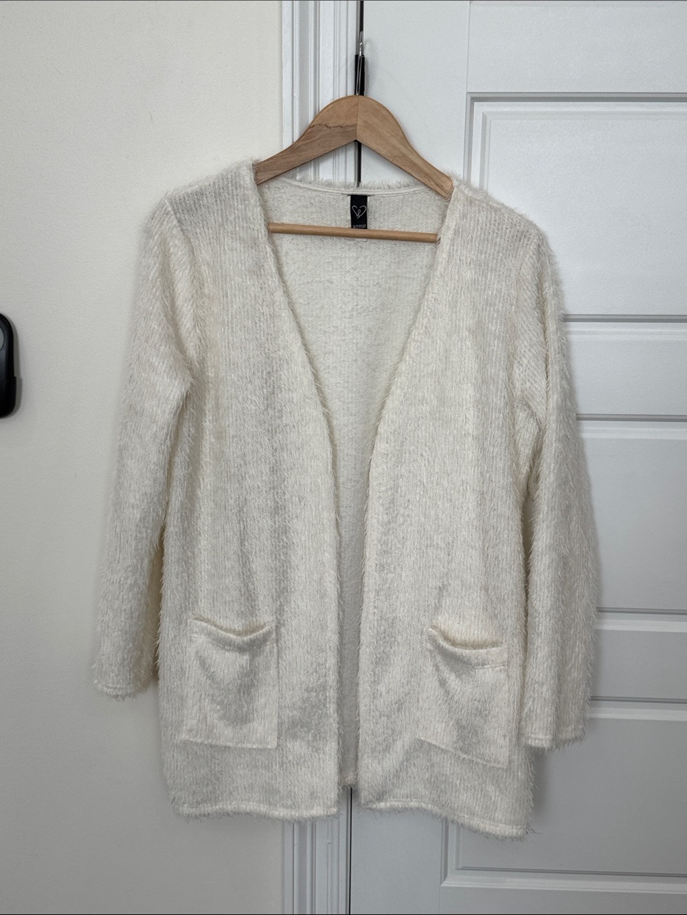 Windsor Long Open-front Cardigan Faux Fur Super Soft Ivory/Cream, juniors Medium